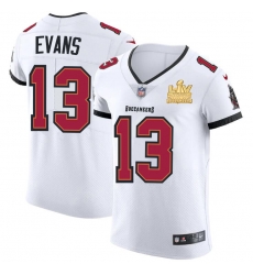 Men Tampa Bay Buccaneers 13 Mike Evans Men Super Bowl LV Champions Patch Nike White Vapor Elite Jersey Men Tampa Bay Buccaneers 13 Mike Evans Men Super Bowl LV Champions Patch Nike White Vapor Elite Jersey