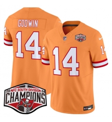 Men Tampa Bay Buccaneers 14 Chris Godwin Orange F U S E 2024 NFC South Champions Limited Stitched Jersey Men Tampa Bay Buccaneers 14 Chris Godwin Orange F U S E 2024 NFC South Champions Limited Stitched Jersey