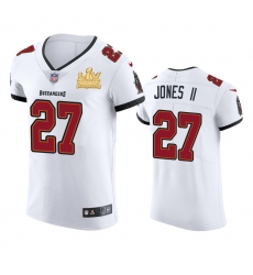 Men Tampa Bay Buccaneers 27 Ronald Jones II Men Super Bowl LV Champions Patch Nike White Vapor Elite Jersey Men Tampa Bay Buccaneers 27 Ronald Jones II Men Super Bowl LV Champions Patch Nike White Vapor Elite Jersey