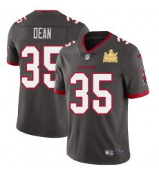Men Tampa Bay Buccaneers 35 Jamel Dean Men Super Bowl LV Champions Patch Nike Pewter Alternate Vapor Limited Jersey Men Tampa Bay Buccaneers 35 Jamel Dean Men Super Bowl LV Champions Patch Nike Pewter Alternate Vapor Limited Jersey