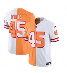 Men Tampa Bay Buccaneers 45 Devin White 2023 F U S E White Gold Split Throwback Limited Stitched Jersey Men Tampa Bay Buccaneers 45 Devin White 2023 F U S E White Gold Split Throwback Limited Stitched Jersey