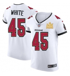 Men Tampa Bay Buccaneers 45 Devin White Men Super Bowl LV Champions Patch Nike White Vapor Elite Jersey Men Tampa Bay Buccaneers 45 Devin White Men Super Bowl LV Champions Patch Nike White Vapor Elite Jersey
