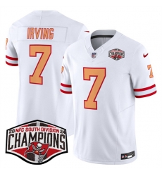 Men Tampa Bay Buccaneers 7 Bucky Irving White F U S E 2024 NFC South Champions Limited Stitched Jersey Men Tampa Bay Buccaneers 7 Bucky Irving White F U S E 2024 NFC South Champions Limited Stitched Jersey