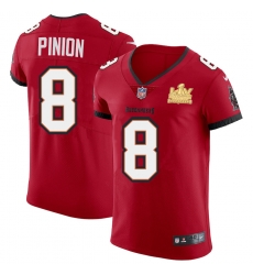 Men Tampa Bay Buccaneers 8 Bradley Pinion Men Super Bowl LV Champions Patch Nike Red Vapor Elite Jersey Men Tampa Bay Buccaneers 8 Bradley Pinion Men Super Bowl LV Champions Patch Nike Red Vapor Elite Jersey