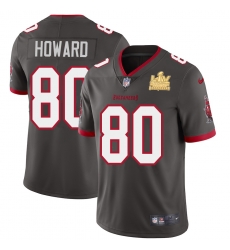 Men Tampa Bay Buccaneers 80 O J Howard Men Super Bowl LV Champions Patch Nike Pewter Alternate Vapor Limited Jersey Men Tampa Bay Buccaneers 80 O J Howard Men Super Bowl LV Champions Patch Nike Pewter Alternate Vapor Limited Jersey
