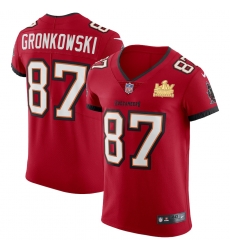 Men Tampa Bay Buccaneers 87 Rob Gronkowski Men Super Bowl LV Champions Patch Nike Red Vapor Elite Jersey Men Tampa Bay Buccaneers 87 Rob Gronkowski Men Super Bowl LV Champions Patch Nike Red Vapor Elite Jersey