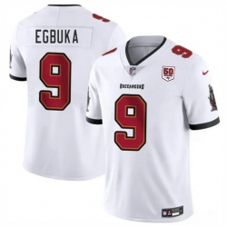 Men Tampa Bay Buccaneers 9 Emeka Egbuka White 2025 Draft 50th Anniversary Patch Vapor Untouchable Limited Stitched Football Jersey