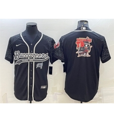 Men Tampa Bay Buccaneers Black Reflective Team Big Logo With Patch Cool Base Stitched Baseball Jersey Men Tampa Bay Buccaneers Black Reflective Team Big Logo With Patch Cool Base Stitched Baseball Jersey