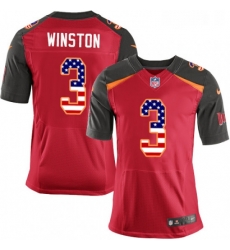 Mens Nike Tampa Bay Buccaneers 3 Jameis Winston Elite Red Home USA Flag Fashion NFL Jersey Mens Nike Tampa Bay Buccaneers 3 Jameis Winston Elite Red Home USA Flag Fashion NFL Jersey