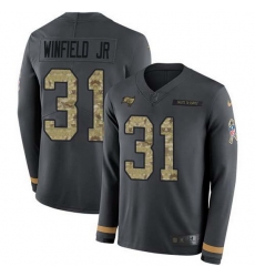 Nike Buccaneers 31 Antoine Winfield Jr Anthracite Salute to Service Men Stitched NFL Limited Therma Long Sleeve Jersey Nike Buccaneers 31 Antoine Winfield Jr Anthracite Salute to Service Men Stitched NFL Limited Therma Long Sleeve Jersey