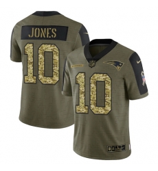 Men New England Patriots 10 Mac Jones 2021 Salute To Service Olive Camo Limited Stitched Jersey Men New England Patriots 10 Mac Jones 2021 Salute To Service Olive Camo Limited Stitched Jersey