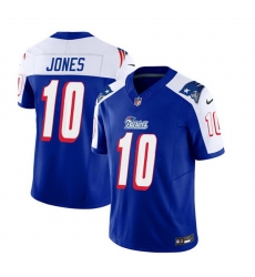 Men New England Patriots 10 Mac Jones Blue White 2023 F U S E Vapor Limited Stitched Football Jersey Men New England Patriots 10 Mac Jones Blue White 2023 F U S E Vapor Limited Stitched Football Jersey