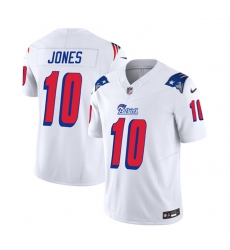 Men New England Patriots 10 Mac Jones White 2023 F U S E Throwback Limited Stitched Football Jersey Men New England Patriots 10 Mac Jones White 2023 F U S E Throwback Limited Stitched Football Jersey
