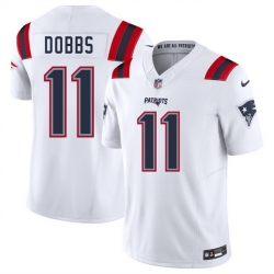 Men New England Patriots 11 Joshua Dobbs White 2025 F U S E  Vapor Limited Stitched Football Jersey