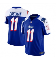 Men New England Patriots 11 Julian Edelman Blue White 2023 F U S E Vapor Limited Stitched Football Jersey Men New England Patriots 11 Julian Edelman Blue White 2023 F U S E Vapor Limited Stitched Football Jersey