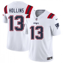 Men New England Patriots 13 Mack Hollins White 2025 F U S E  Vapor Limited Stitched Football Jersey