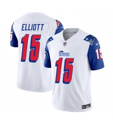 Men New England Patriots 15 Ezekiel Elliott White Blue 2023 F U S E Throwback Limited Stitched Football Jersey Men New England Patriots 15 Ezekiel Elliott White Blue 2023 F U S E Throwback Limited Stitched Football Jersey