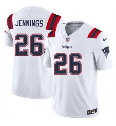 Men New England Patriots 26 Terrell Jennings White 2025 F U S E  Vapor Limited Stitched Football Jersey