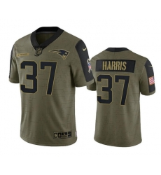 Men New England Patriots 37 Damien Harris 2021 Olive Salute To Service Limited Stitched Jersey Men New England Patriots 37 Damien Harris 2021 Olive Salute To Service Limited Stitched Jersey