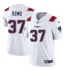 Men New England Patriots 37 Parker Romo White 2025 Vapor Limited Stitched Football Jersey Men New England Patriots 37 Parker Romo White 2025 Vapor Limited Stitched Football Jersey