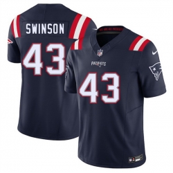 Men New England Patriots 43 Bradyn Swinson Navy 2025 F U S E  Vapor Limited Stitched Football Jersey