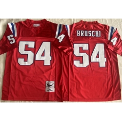 Men New England Patriots 54 Tedy Bruschi Red Throwback Stitched Football Jersey