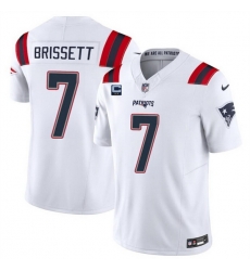 Men New England Patriots 7 Jacoby Brissett White F U S E With 2 Star C Patch Vapor Limited Stitched Football Jersey Men New England Patriots 7 Jacoby Brissett White F U S E With 2 Star C Patch Vapor Limited Stitched Football Jersey