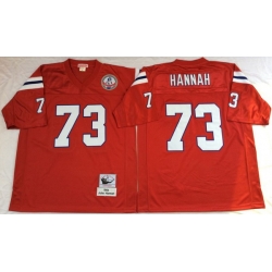 Men New England Patriots 73 John Hannah Red M&N Throwback Jersey