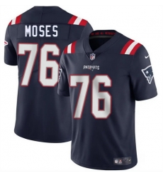 Men New England Patriots 76 Morgan Moses Navy 2025 Vapor Limited Stitched Football Jersey