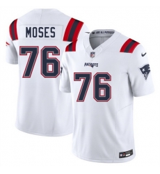 Men New England Patriots 76 Morgan Moses White 2025 F U S E  Vapor Limited Stitched Football Jersey