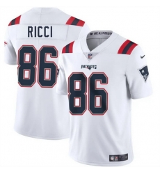 Men New England Patriots 86 Giovanni Ricci White 2025 Vapor Limited Stitched Football Jersey