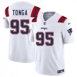 Men New England Patriots 95 Khyiris Tonga White 2025 F U S E  Vapor Limited Stitched Football Jersey