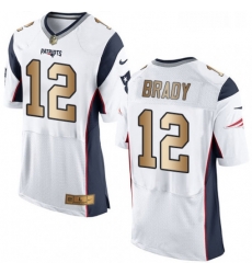 Mens Nike New England Patriots 12 Tom Brady Elite WhiteGold NFL Jersey Mens Nike New England Patriots 12 Tom Brady Elite WhiteGold NFL Jersey