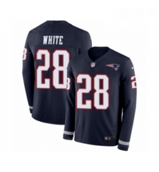 Mens Nike New England Patriots 28 James White Limited Navy Blue Therma Long Sleeve NFL Jersey Mens Nike New England Patriots 28 James White Limited Navy Blue Therma Long Sleeve NFL Jersey