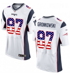 Mens Nike New England Patriots 87 Rob Gronkowski Elite White Road USA Flag Fashion NFL Jersey Mens Nike New England Patriots 87 Rob Gronkowski Elite White Road USA Flag Fashion NFL Jersey