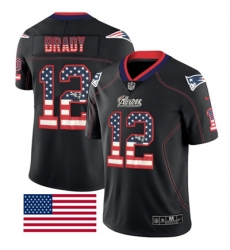 Nike Patriots #12 Tom Brady Black Mens Stitched NFL Limited Rush USA Flag Jersey Nike Patriots #12 Tom Brady Black Mens Stitched NFL Limited Rush USA Flag Jersey