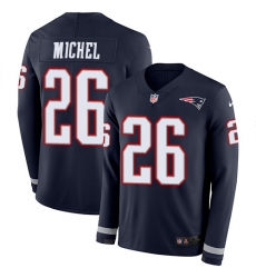 Nike Patriots #26 Sony Michel Navy Blue Team Color Men Stitched NFL Limited Therma Long Sleeve Jersey Nike Patriots #26 Sony Michel Navy Blue Team Color Men Stitched NFL Limited Therma Long Sleeve Jersey