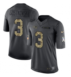 Nike Patriots #3 Stephen Gostkowski Black Mens Stitched NFL Limited 2016 Salute To Service Jersey Nike Patriots #3 Stephen Gostkowski Black Mens Stitched NFL Limited 2016 Salute To Service Jersey
