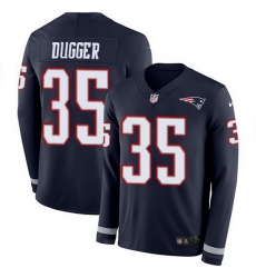 Nike Patriots 35 Kyle Dugger Navy Blue Team Color Men Stitched NFL Limited Therma Long Sleeve Jersey Nike Patriots 35 Kyle Dugger Navy Blue Team Color Men Stitched NFL Limited Therma Long Sleeve Jersey