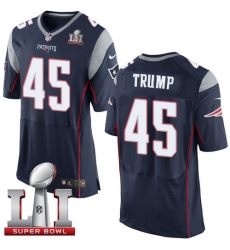 Nike Patriots #45 Donald Trump Navy Blue Team Color Super Bowl LI 51 Mens Stitched NFL Elite Jersey Nike Patriots #45 Donald Trump Navy Blue Team Color Super Bowl LI 51 Mens Stitched NFL Elite Jersey