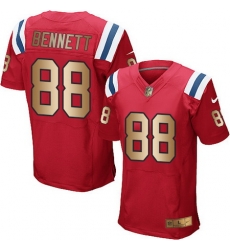 Nike Patriots #88 Martellus Bennett Red Alternate Mens Stitched NFL Elite Gold Jersey Nike Patriots #88 Martellus Bennett Red Alternate Mens Stitched NFL Elite Gold Jersey