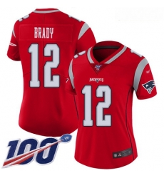 Patriots #12 Tom Brady Red Women Stitched Football Limited Inverted Legend 100th Season Jersey Patriots #12 Tom Brady Red Women Stitched Football Limited Inverted Legend 100th Season Jersey