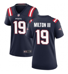Women New England Patriots 19 Joe Milton III 2024 Navy Stitched Jersey Women New England Patriots 19 Joe Milton III 2024 Navy Stitched Jersey