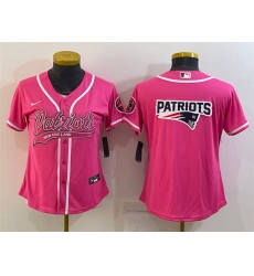Women New England Patriots Pink Team Big Logo With Patch Cool Base Stitched Baseball Jersey Women New England Patriots Pink Team Big Logo With Patch Cool Base Stitched Baseball Jersey