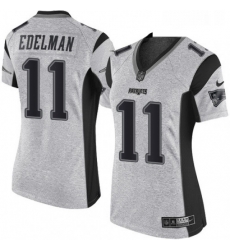 Womens Nike New England Patriots 11 Julian Edelman Limited Gray Gridiron II NFL Jersey Womens Nike New England Patriots 11 Julian Edelman Limited Gray Gridiron II NFL Jersey
