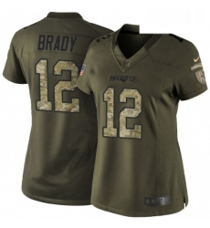 Womens Nike New England Patriots 12 Tom Brady Elite Green Salute to Service NFL Jersey Womens Nike New England Patriots 12 Tom Brady Elite Green Salute to Service NFL Jersey