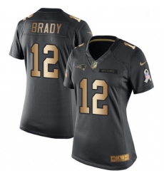 Womens Nike New England Patriots 12 Tom Brady Limited BlackGold Salute to Service NFL Jersey Womens Nike New England Patriots 12 Tom Brady Limited BlackGold Salute to Service NFL Jersey