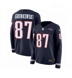 Womens Nike New England Patriots 87 Rob Gronkowski Limited Navy Blue Therma Long Sleeve NFL Jersey Womens Nike New England Patriots 87 Rob Gronkowski Limited Navy Blue Therma Long Sleeve NFL Jersey