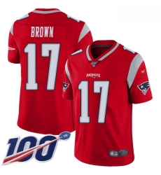 Patriots #17 Antonio Brown Red Youth Stitched Football Limited Inverted Legend 100th Season Jersey Patriots #17 Antonio Brown Red Youth Stitched Football Limited Inverted Legend 100th Season Jersey