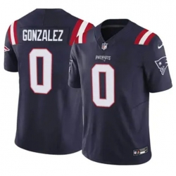 Youth New England Patriots 0 Christian Gonzalez Blue Stitched Vapor Limited Jersey